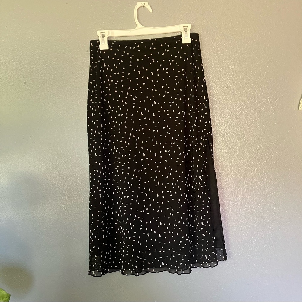 URBAN Romantics Black and White A-Line Midi Skirt